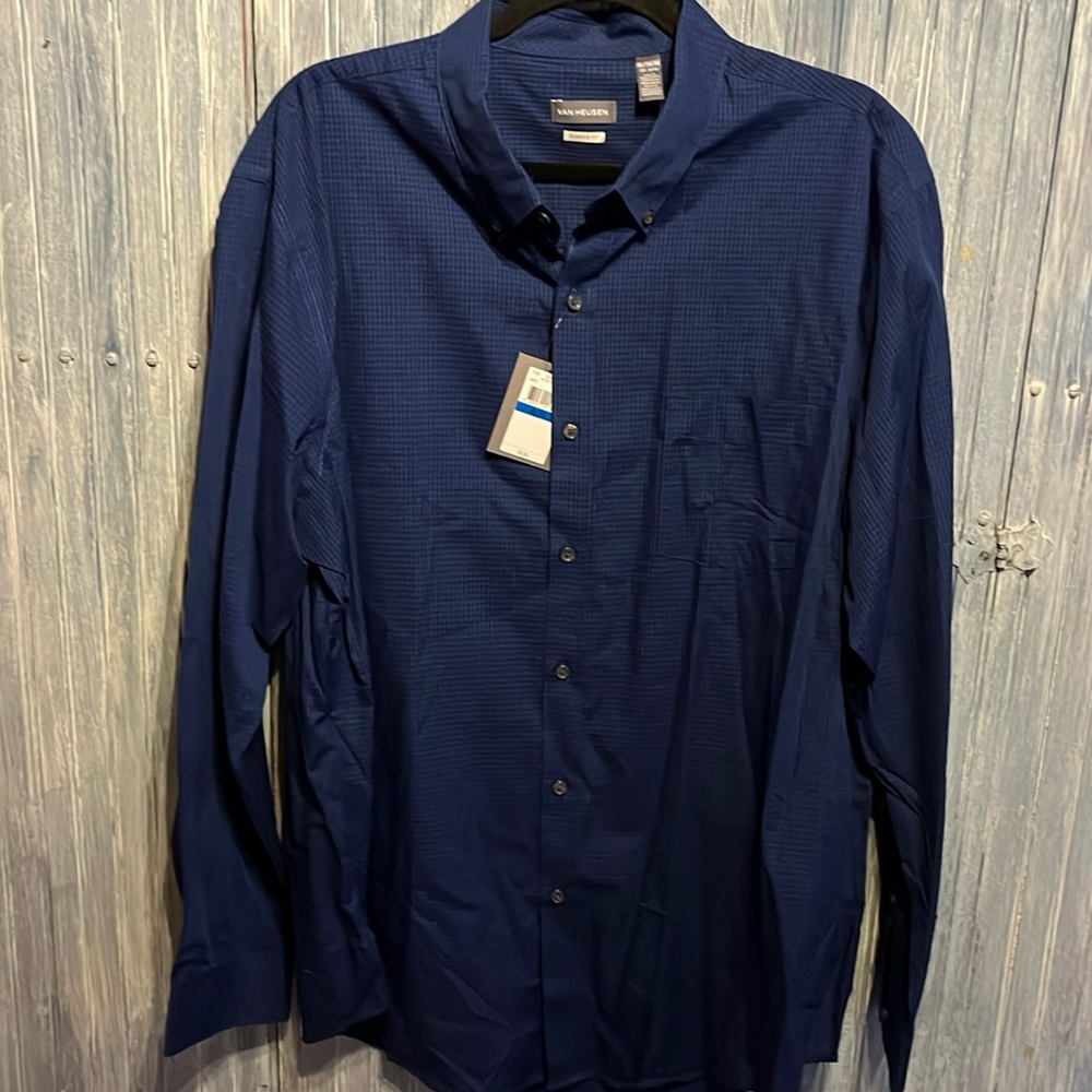 Van Heusen Brand Classic Fit Long Sleeve Dress Shirt - Black and Blue
